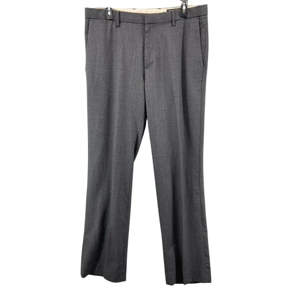 Banana Republic Dress Pants Mens 34x32 Grey Tailored Slim Fit Wool Career Office